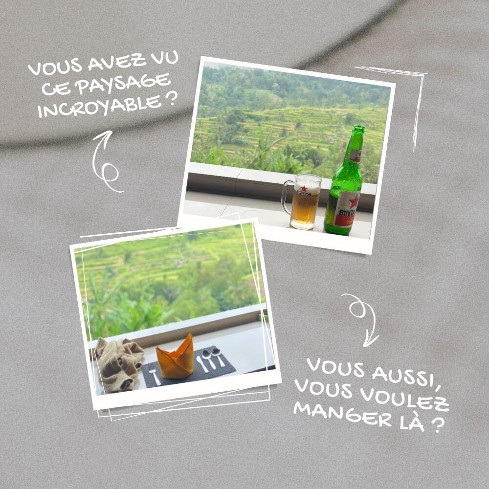 pour manger avec vue sur les rizières prenez contact